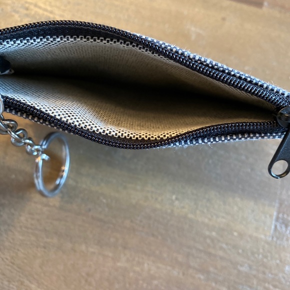 Dooney And Bourke Key Chain Coin Purse Navy Blue Grey card Holder - Picture 3 of 5